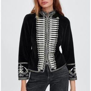 Zara NWT Embroidered Velvet Jacket Size XS